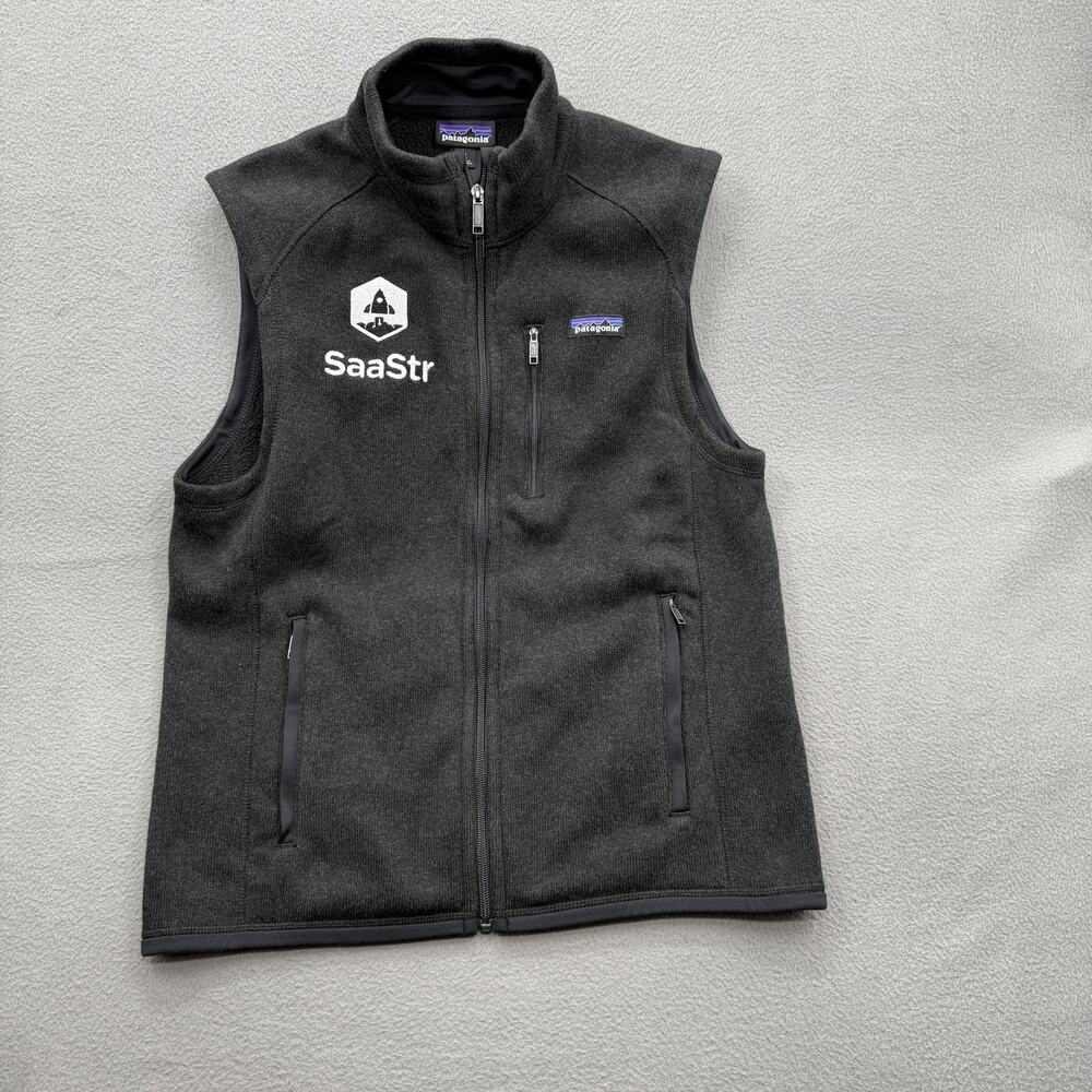 Patagonia Better Sweater Vest Mens Medium Gray Full Zip Fleece SaaStr Logo